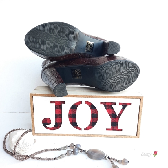 High Heel Platform Ankle Booties Faux Crocodile - Picture 3 of 7